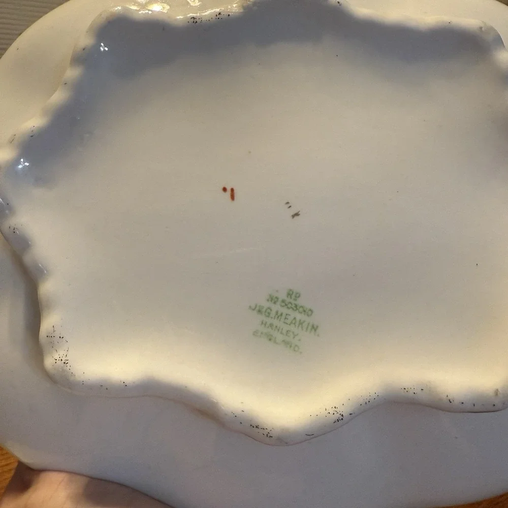 Vintage J&G Meakin Hanley England Covered Serving Dish With Gold Gilt & Floral D
